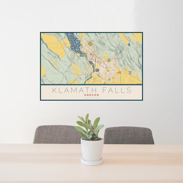 Klamath Falls - Oregon Map Print in Woodblock