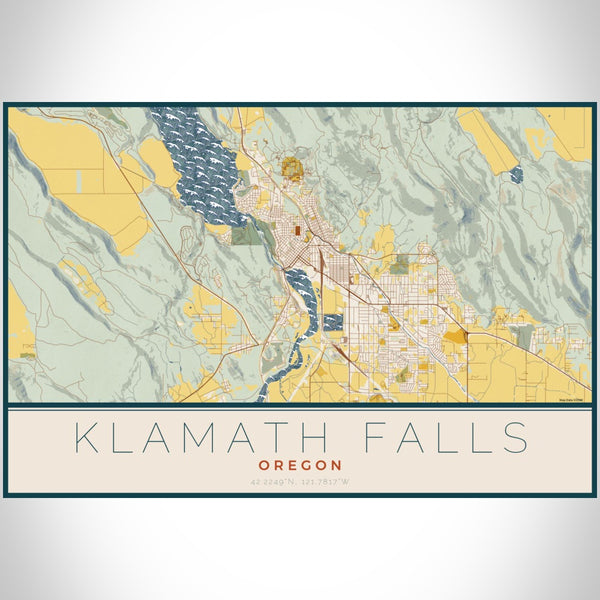 Klamath Falls - Oregon Map Print in Woodblock