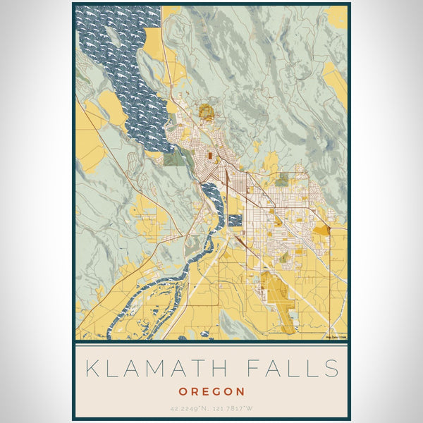 Klamath Falls - Oregon Map Print in Woodblock