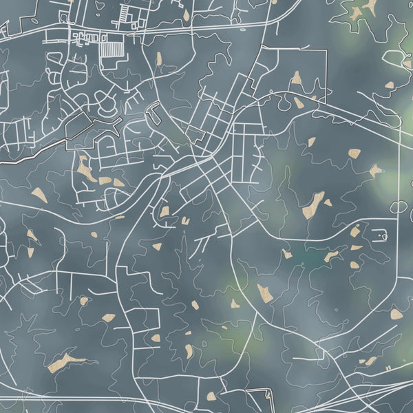 Knightdale North Carolina Map Print in Afternoon Style Zoomed In Close Up Showing Details