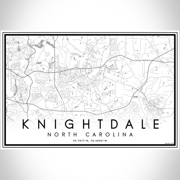 Knightdale North Carolina Map Print Landscape Orientation in Classic Style With Shaded Background