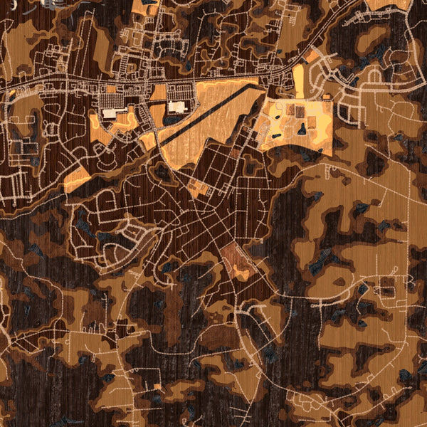 Knightdale North Carolina Map Print in Ember Style Zoomed In Close Up Showing Details