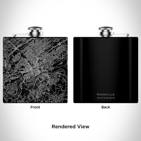 Knoxville - Tennessee Map Hip Flask in Matte Black