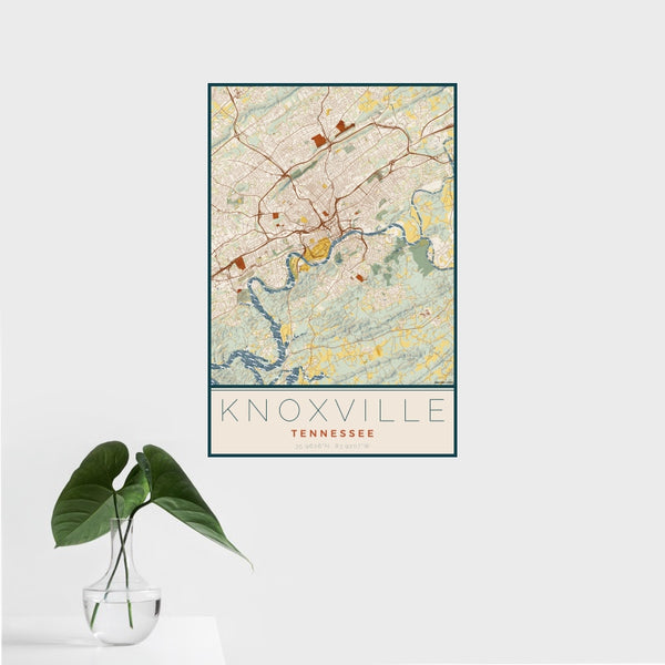 Knoxville - Tennessee Map Print in Woodblock