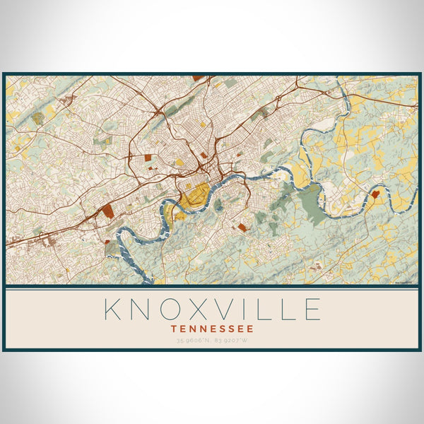 Knoxville - Tennessee Map Print in Woodblock