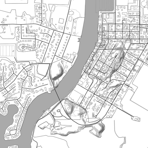 La Conner Washington Map Print in Classic Style Zoomed In Close Up Showing Details