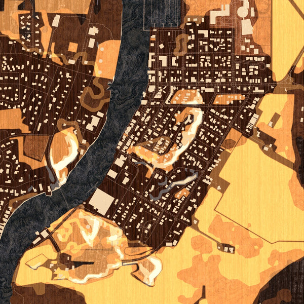 La Conner Washington Map Print in Ember Style Zoomed In Close Up Showing Details