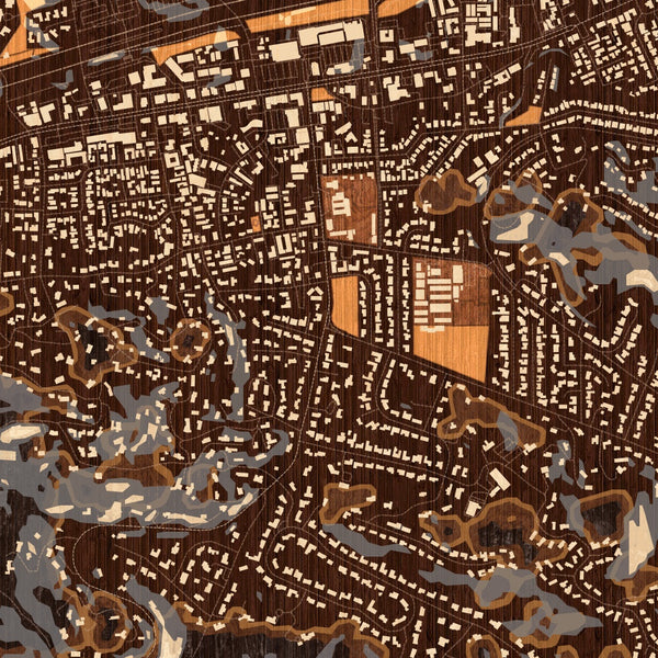 Lafayette California Map Print in Ember Style Zoomed In Close Up Showing Details