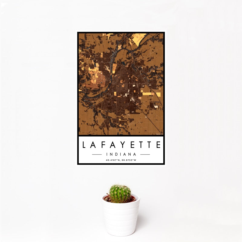 Lafayette - Indiana Map Print in Ember