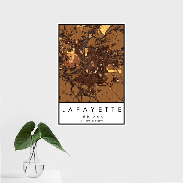 Lafayette - Indiana Map Print in Ember