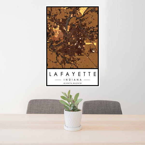 Lafayette - Indiana Map Print in Ember