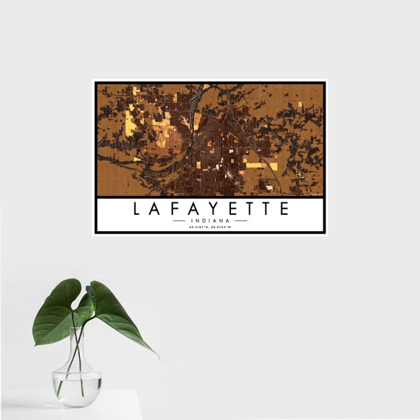 Lafayette - Indiana Map Print in Ember