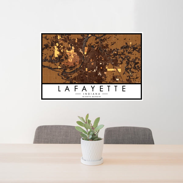 Lafayette - Indiana Map Print in Ember