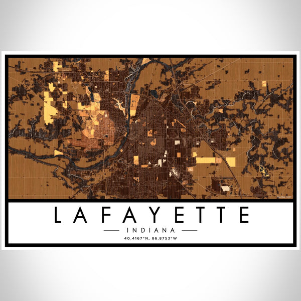 Lafayette - Indiana Map Print in Ember
