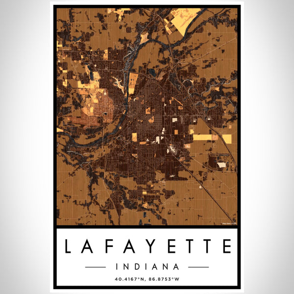 Lafayette - Indiana Map Print in Ember