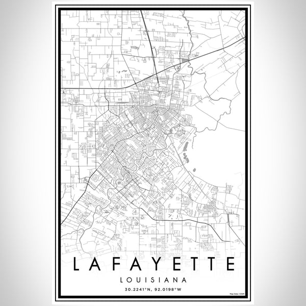 Lafayette - Louisiana Classic Map Print