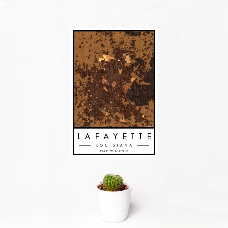 Lafayette - Louisiana Map Print in Ember