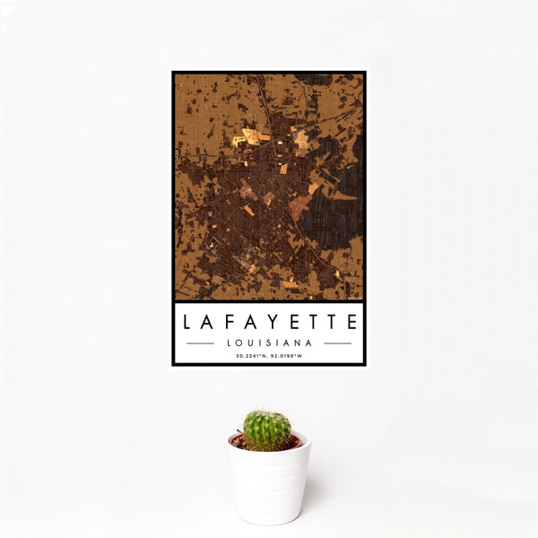 Lafayette - Louisiana Map Print in Ember