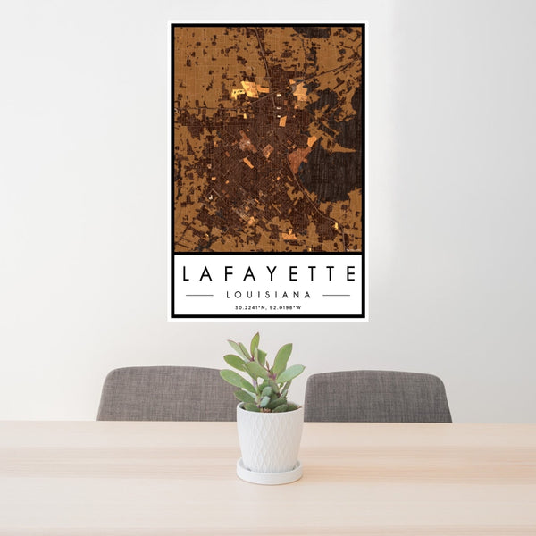Lafayette - Louisiana Map Print in Ember