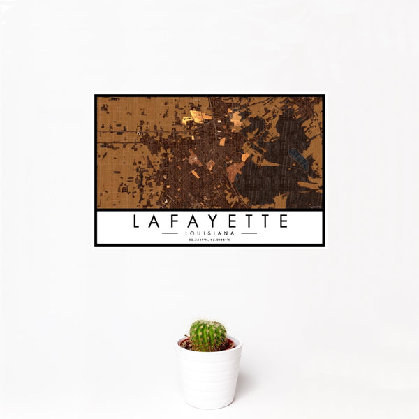Lafayette - Louisiana Map Print in Ember