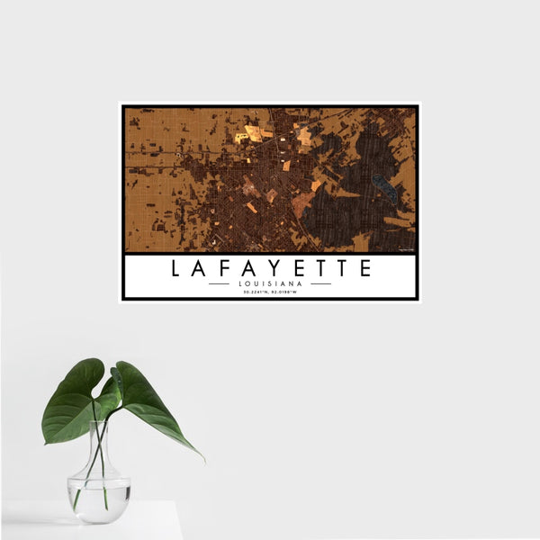 Lafayette - Louisiana Map Print in Ember