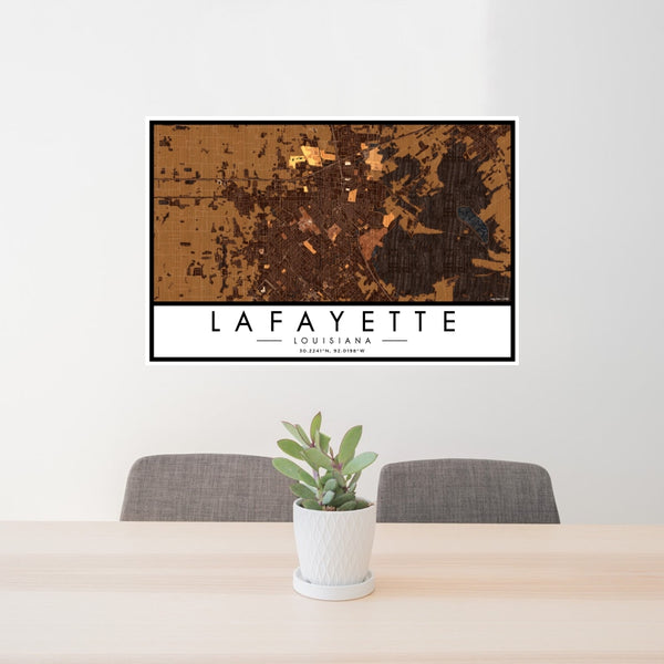 Lafayette - Louisiana Map Print in Ember
