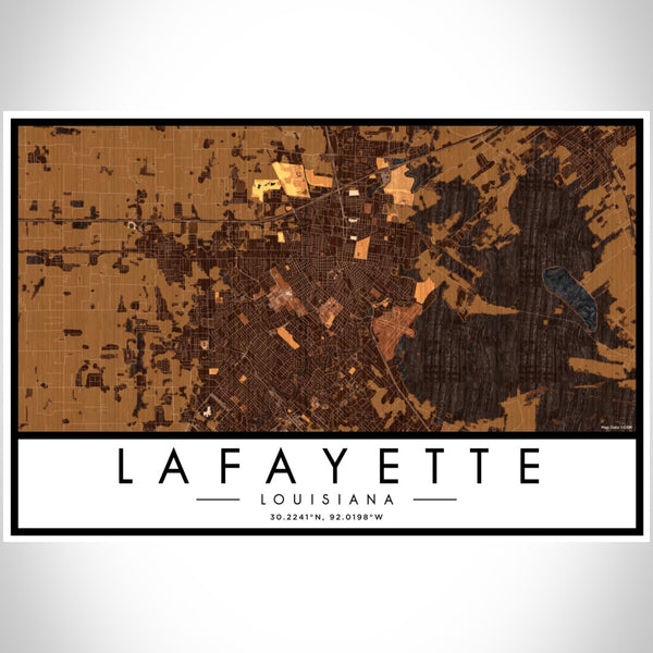 Lafayette - Louisiana Map Print in Ember