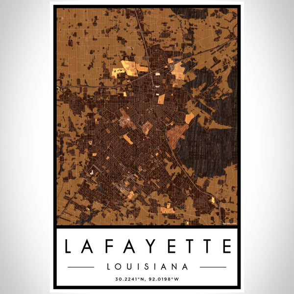 Lafayette - Louisiana Map Print in Ember