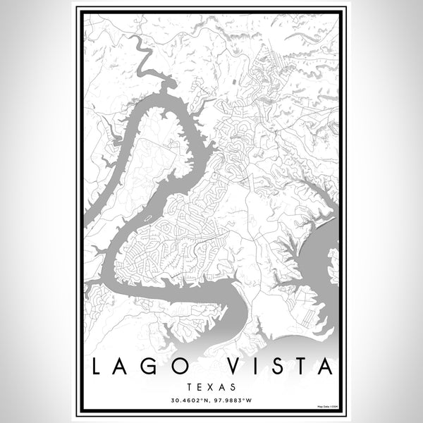 Lago Vista Texas Map Print Portrait Orientation in Classic Style With Shaded Background