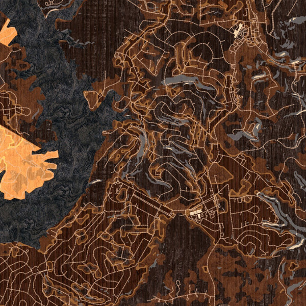 Lago Vista Texas Map Print in Ember Style Zoomed In Close Up Showing Details