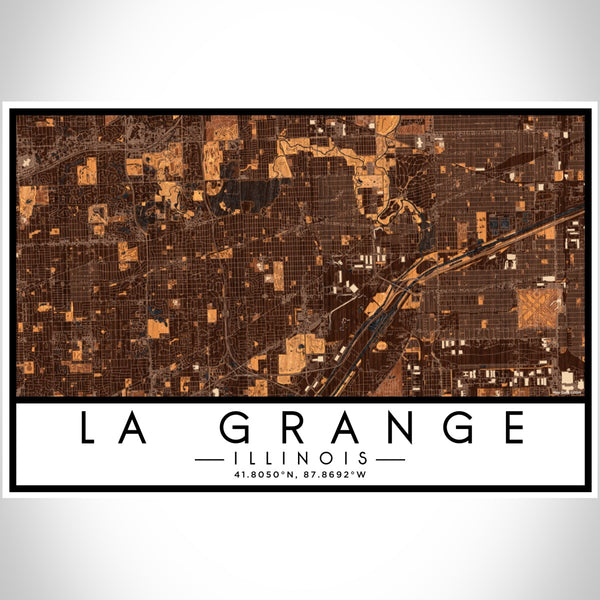 La Grange Illinois Map Print Landscape Orientation in Ember Style With Shaded Background