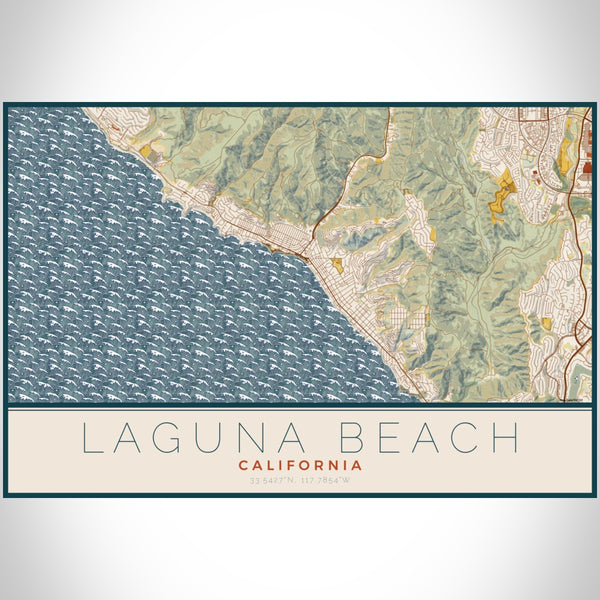 Laguna Beach - California Map Print in Woodblock