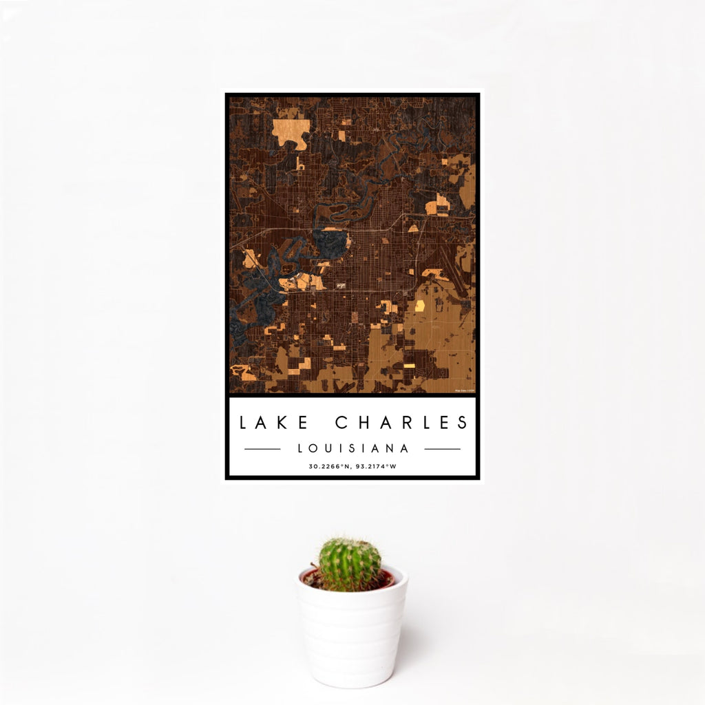 Lake Charles - Louisiana Map Print in Ember