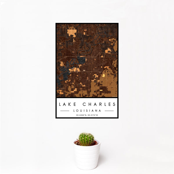 Lake Charles - Louisiana Map Print in Ember