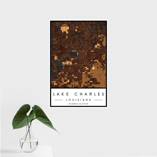 Lake Charles - Louisiana Map Print in Ember