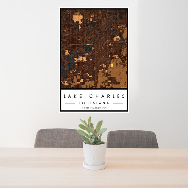 Lake Charles - Louisiana Map Print in Ember