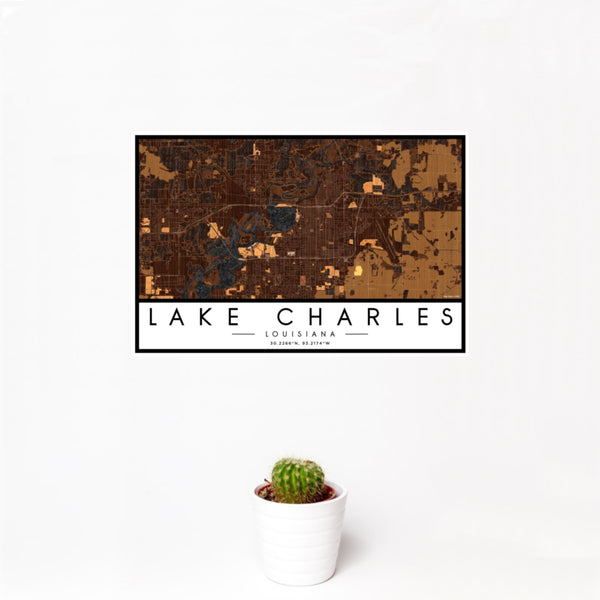 Lake Charles - Louisiana Map Print in Ember