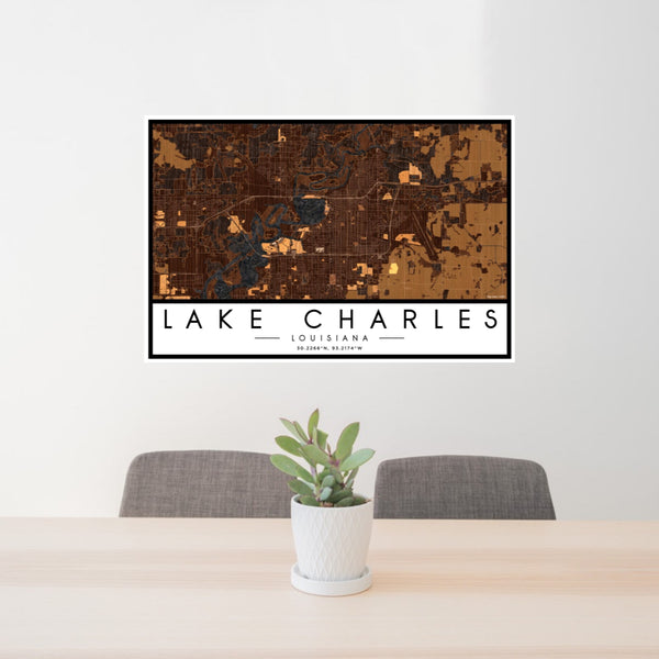 Lake Charles - Louisiana Map Print in Ember