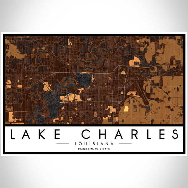 Lake Charles - Louisiana Map Print in Ember