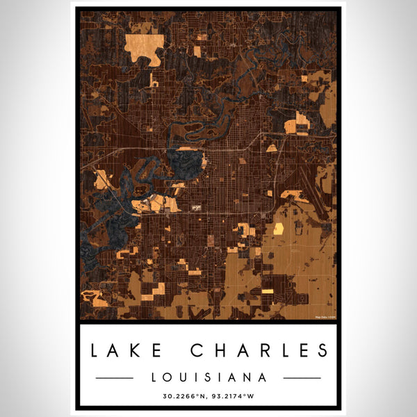 Lake Charles - Louisiana Map Print in Ember