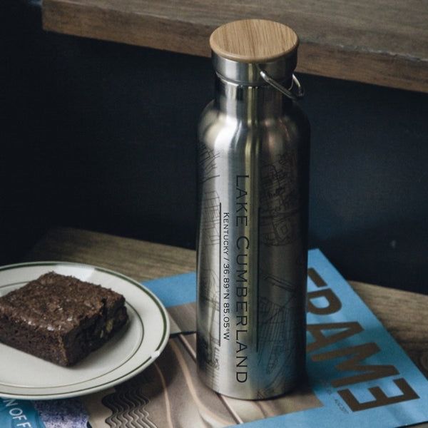 Lake Cumberland - Kentucky Map Bottle with Bamboo Top