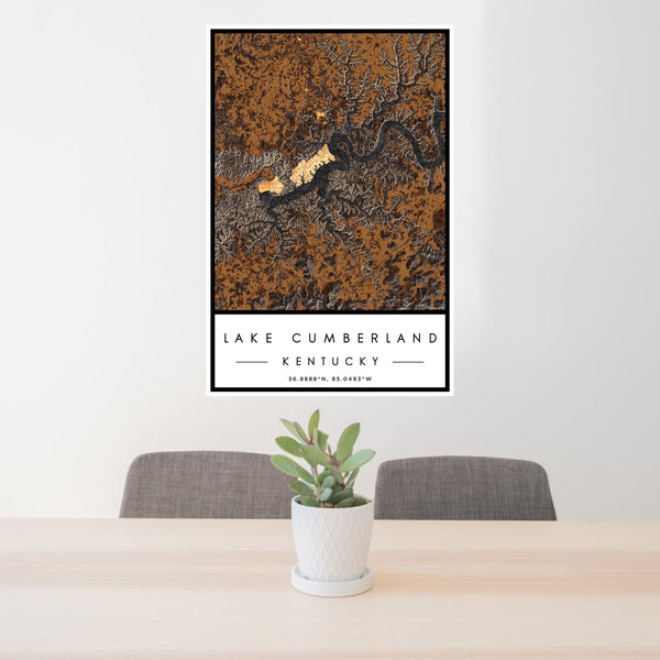 Lake Cumberland - Kentucky Map Print in Ember