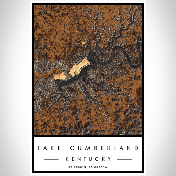 Lake Cumberland - Kentucky Map Print in Ember