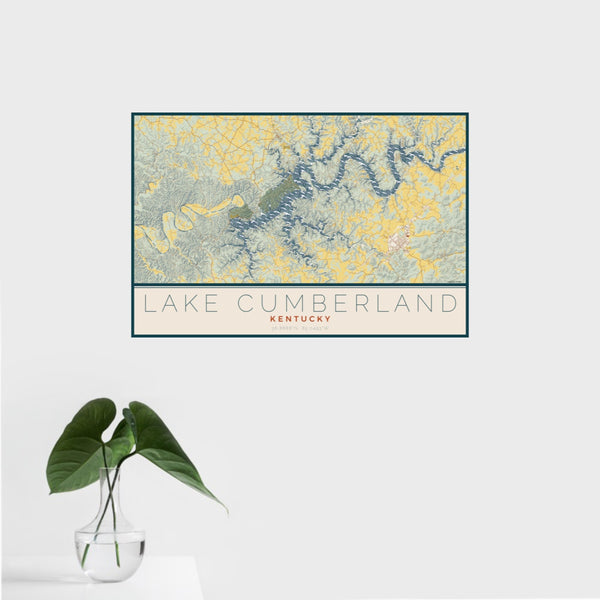 Lake Cumberland - Kentucky Map Print in Woodblock