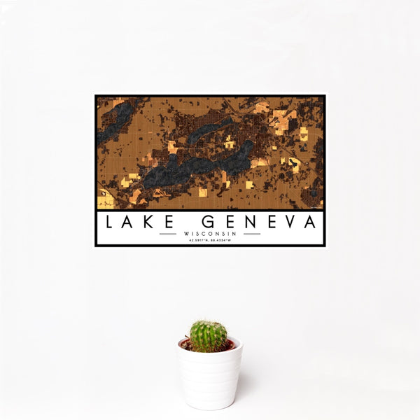 Lake Geneva - Wisconsin Map Print in Ember