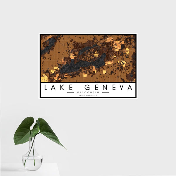 Lake Geneva - Wisconsin Map Print in Ember