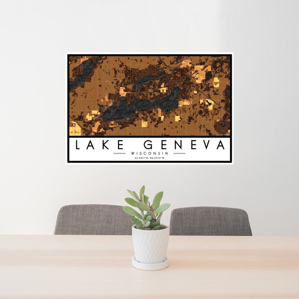 Lake Geneva - Wisconsin Map Print in Ember