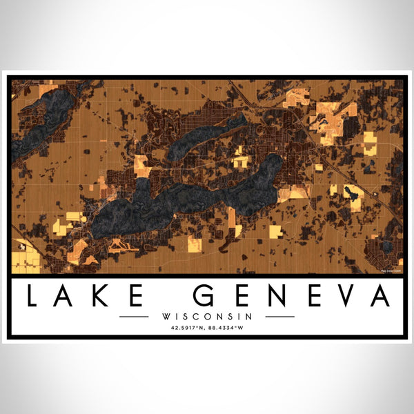 Lake Geneva - Wisconsin Map Print in Ember