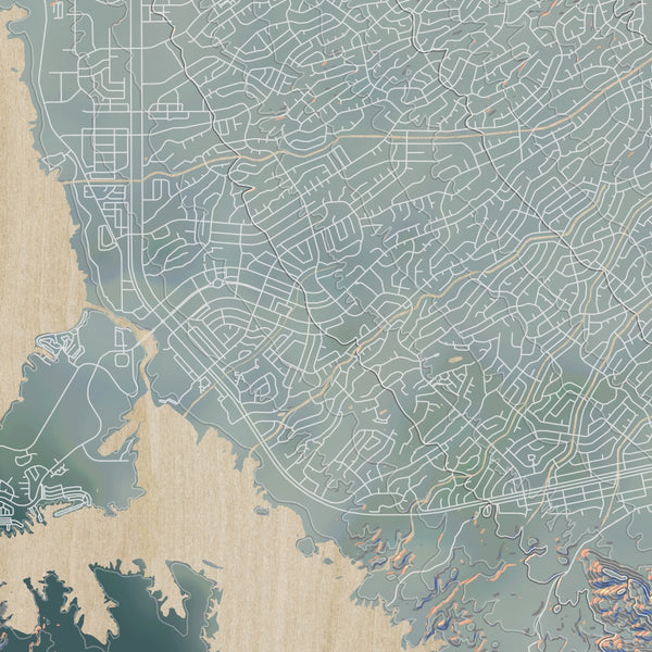Lake Havasu City Arizona Map Print in Afternoon Style Zoomed In Close Up Showing Details