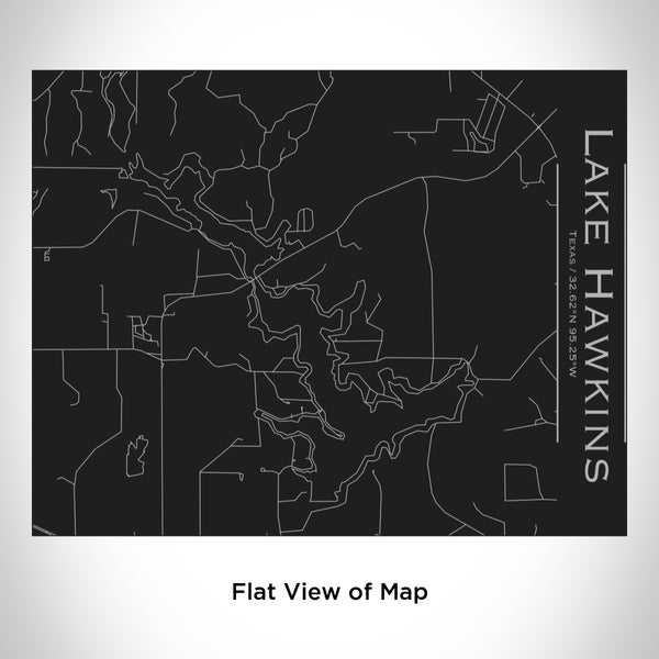 Rendered View of Lake Hawkins Texas Map Engraving on 20oz Stainless Steel Insulated Bottle with Bamboo Top in Black